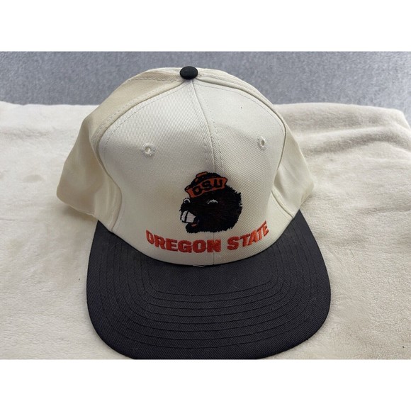 OSU Oregon State University Beavers Hat Stitched White One Size Vintage - Picture 1 of 11